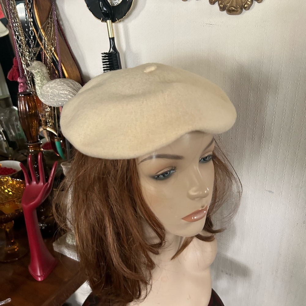 Vintage Cream Wool Beret Hat - Picture 6 of 8